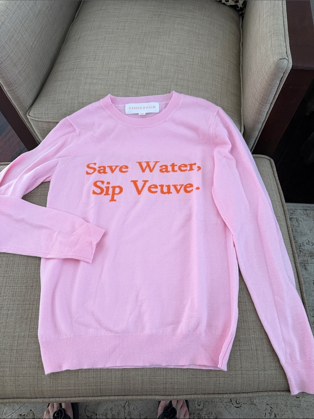 Pink 'Save Water, Sip Veuve' Novelty Sweater